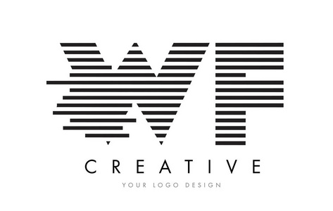 wf w f 斑马字母标志设计有黑色和白色的条纹照片