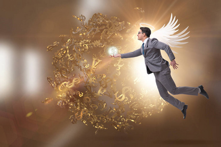 商人带翅膀的天使投资者概念照片