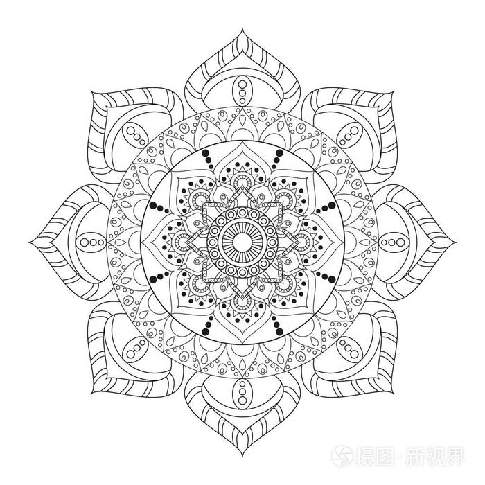 曼陀罗花老式的装饰元素东方模式v