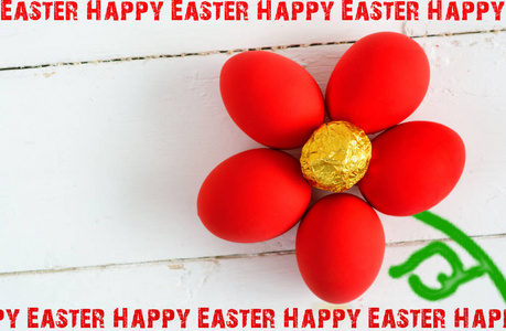 如花 彩色水桶，选择性聚焦图像卡复活节快乐的复活节彩蛋