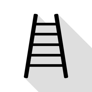 梯子标志图。与平面样式阴影路径的黑色图标