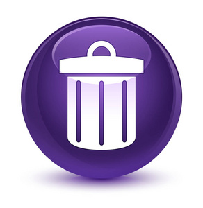 回收箱图标玻紫色圆形按钮