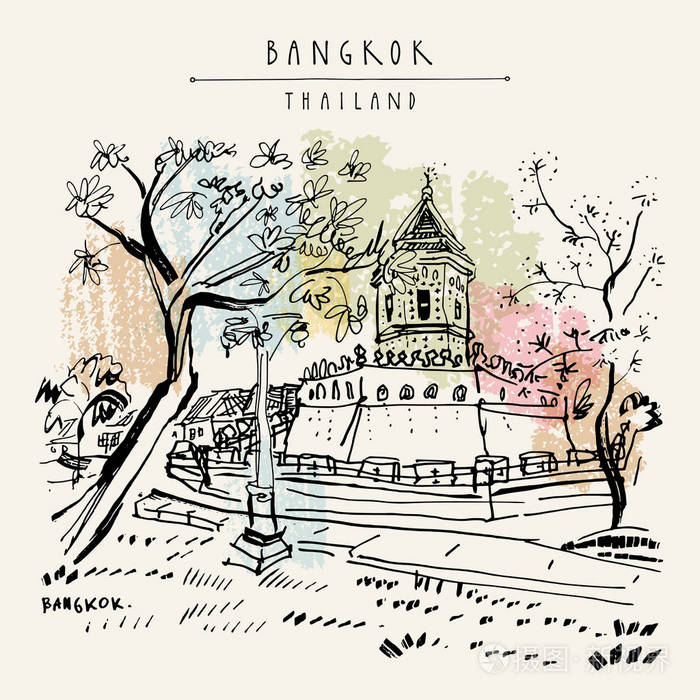 手绘古董旅行明信片或海报, 在向量中的书籍插图插画-正版商用图片0ni