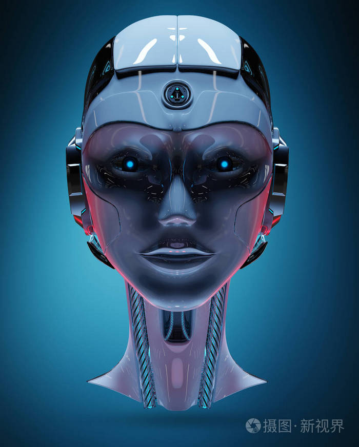 机器人头人工智能3d渲染