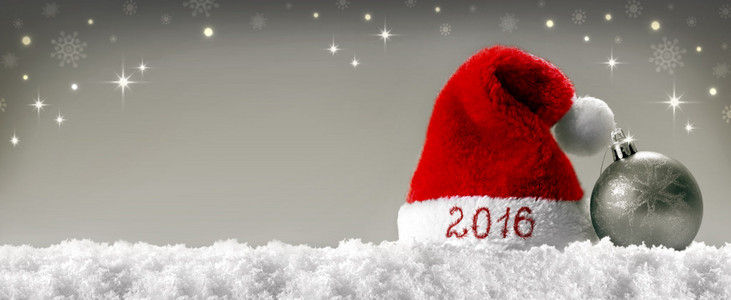快乐新的一年 2016年圣诞老人的帽子