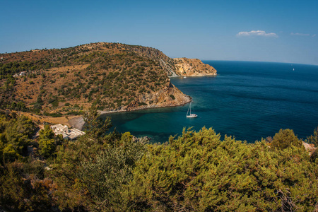 萨罗尼克湾 Aegina 岛海湾景观