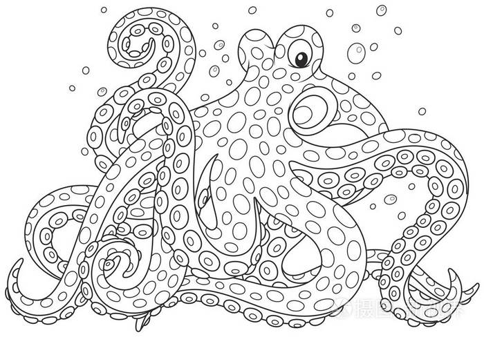 大斑点的章鱼插画-正版商用图片0nid0t-摄图新视界