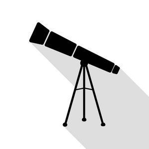 望远镜简单的符号。与平面样式阴影路径的黑色图标