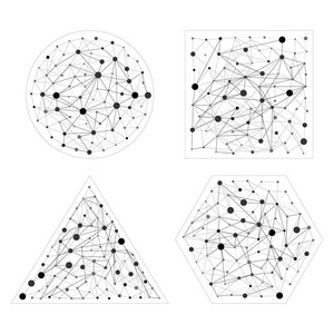 线框连接设置。六角 球体 三角形 方形形状的点和线。连接概念