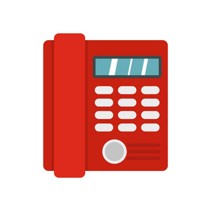 红色经典商务办公电话图标，平面样式