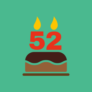 生日蛋糕蜡烛数 52 图标的形式.生日的符号.单位照片