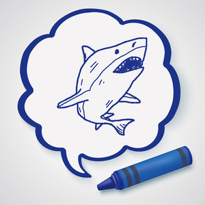 鲨鱼涂鸦图标元素