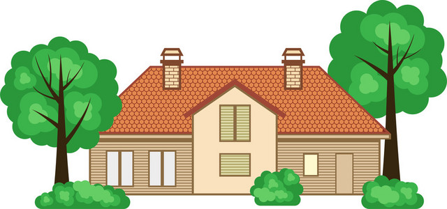 平面样式的房子平面样式家庭的房子.矢量图照片