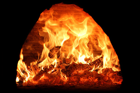 木头火炉中火