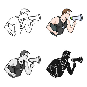 体育和健身符号股票矢量图私人健身教练或健美的卡通人物.