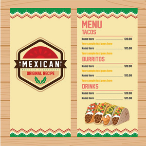 菜单的墨西哥食物