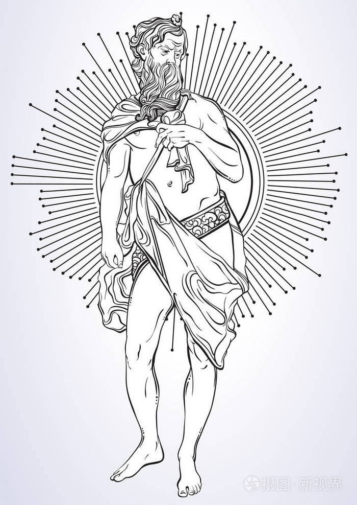 希腊神古希腊的神话英雄手绘美丽的矢量图稿被隔离古典主义神话和传说