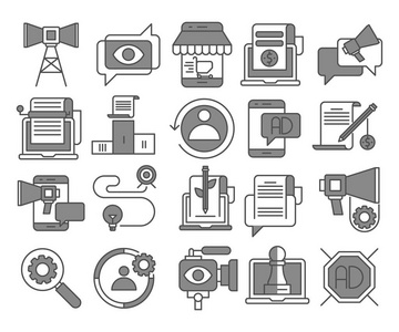 数字营销矢量灰色图标