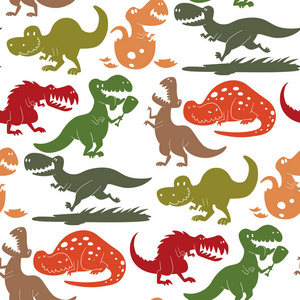 恐龙媒介恐龙动物暴龙 t 雷克斯危险生物力量野生侏罗纪捕食者史前灭绝无缝模式背景插图