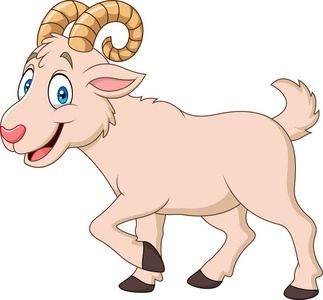 动画片滑稽的山羊在白色背景被隔绝了照片