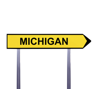 白色密歇根州一个孤立的概念箭头标志
