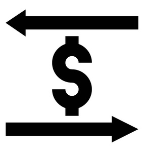 美元平面矢量图标美元兑换线图标. 退款标志. 现金返还符号.