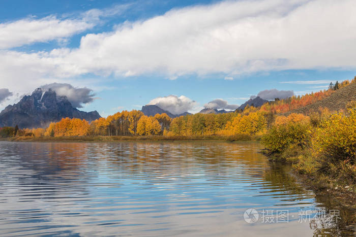 牛轭湖弯时的风景秋反射