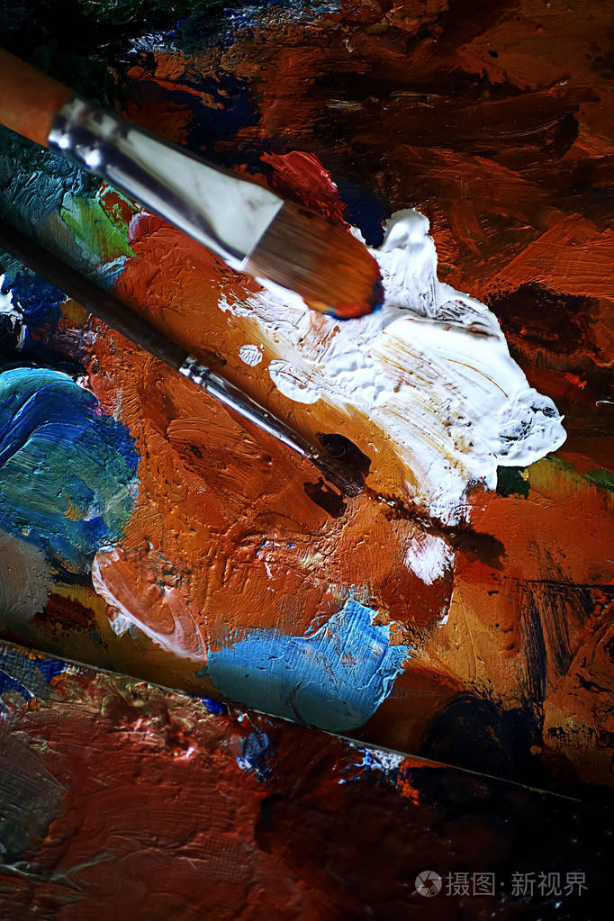 艺术家油画颜料在画布上