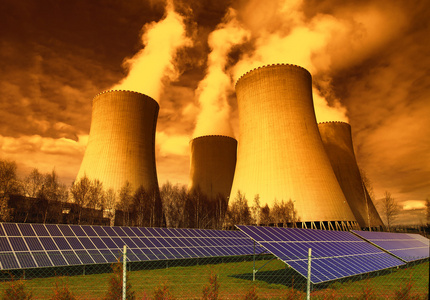 核发电厂梅林与捷克共和国欧洲太阳能电池板