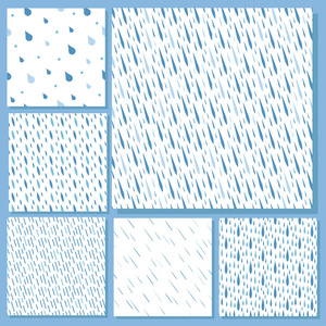 雨滴无缝图案背景矢量水蓝色自然雨滴文摘插图