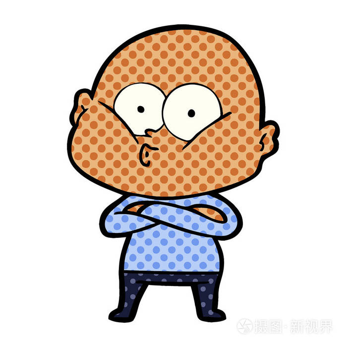 卡通光头男子的矢量插图