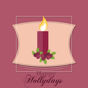 快乐圣诞老式复古排版刻字设计贺卡与蜡烛