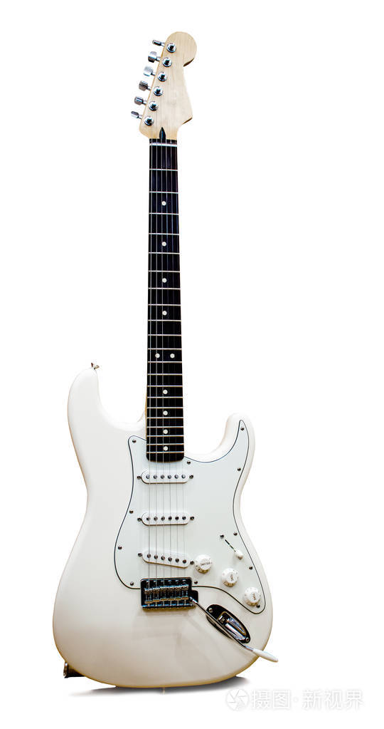 白色背景特写白色吉他