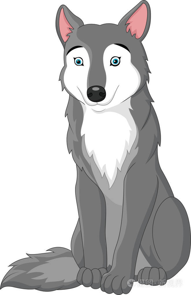 孤立在白色背景上的卡通狼插画-正版商用图片0nj9bi-摄图新视界