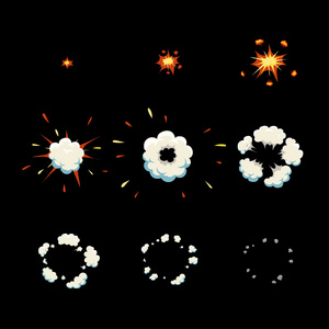 爆炸影响动画卡通爆炸帧五马奔腾马在运动动画马群矢量分解.