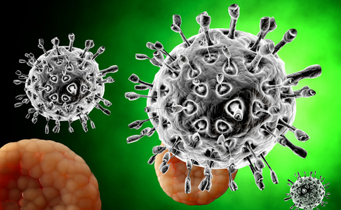病毒。Bacteria.Viruses 在被传染的有机体，病毒性疾病流行。3d 渲染