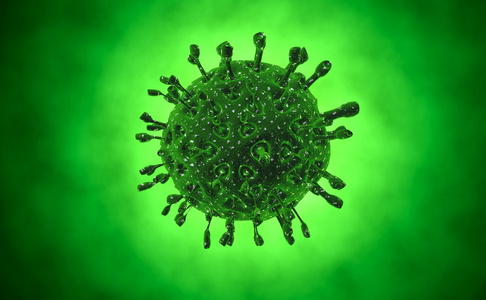 病毒。Bacteria.Viruses 在被传染的有机体，病毒性疾病流行。3d 渲染