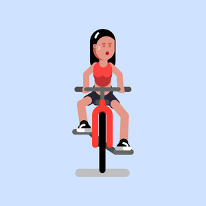 女人骑一辆自行车