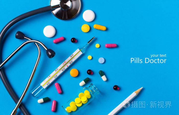 医学蓝色背景.医生工具