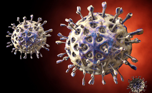 bacteria.viruses 在被传染的有机体,病毒性疾病流行.3d 渲染照片