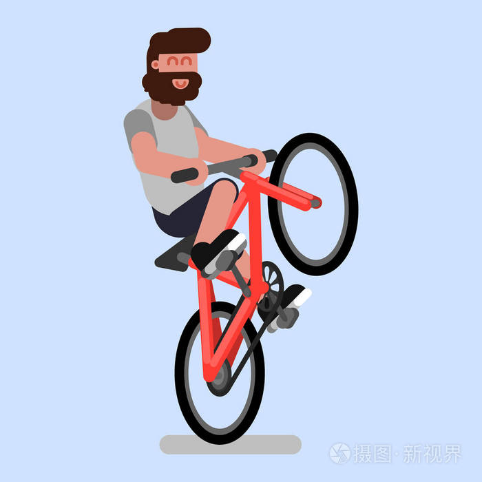 人骑自行车在一个轮子上