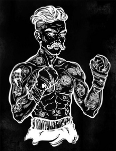 复古纹身复古拳击手战斗机冠军照片