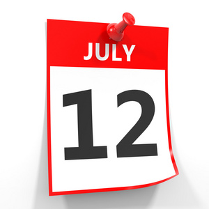 7 月 12 日日历板料用红色别针