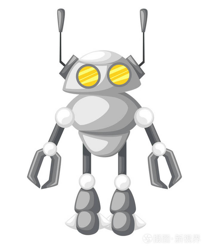 搞笑的孤立的机器人不同未来的机器人上白色孤立.