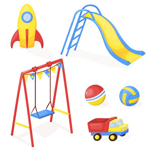 游乐场公园卡通矢量玩孩子幼儿园插画儿童户外设备照片