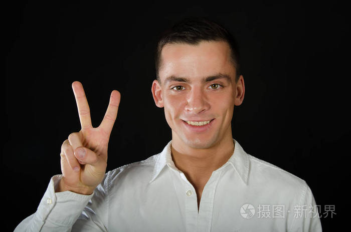 手势胜利.事业成功, 快乐成功