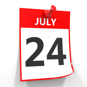 7 月 24 日日历板料用红色别针