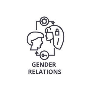 性别关系细线图标,符号,符号,插画,线性概念,向量照片