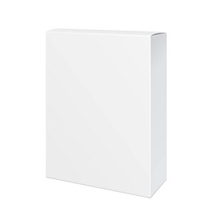 白色产品纸板包装盒。孤立在白色背景上的插图。模拟了模板准备好您的设计。矢量 Eps10