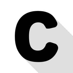 字母 c 标志设计模板元素.与平面样式阴影路径的黑色图标照片